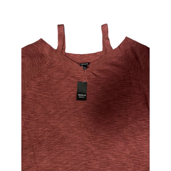 Torrid Womens Plus Size Cold Shoulder Knit Top Orange Size 4 NWT - Picture 12 of 12